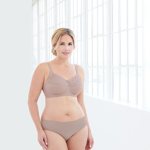 Set of 3! 50G Plus-Size Glamorise COMFORT LIFT Wireless Bra SOFT-LACE Taupe NEW - Picture 9 of 14